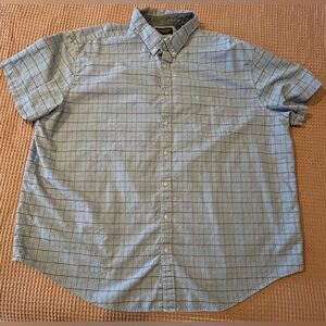 Men's 3XB Cotton Buttondown Roundtree & Yorke Blue Plaid Shirt - Short Sleeves